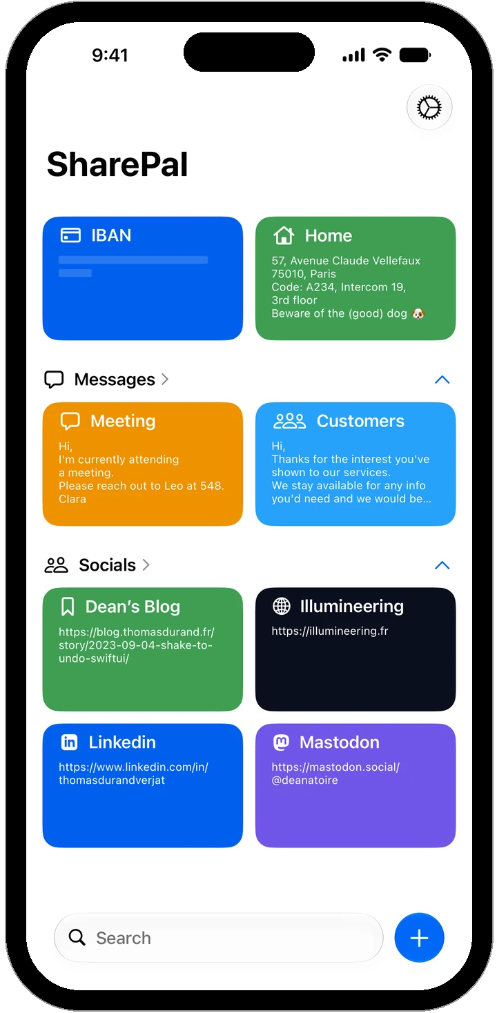 SharePal on an iPhone