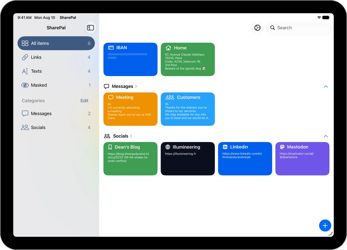 SharePal on an iPad